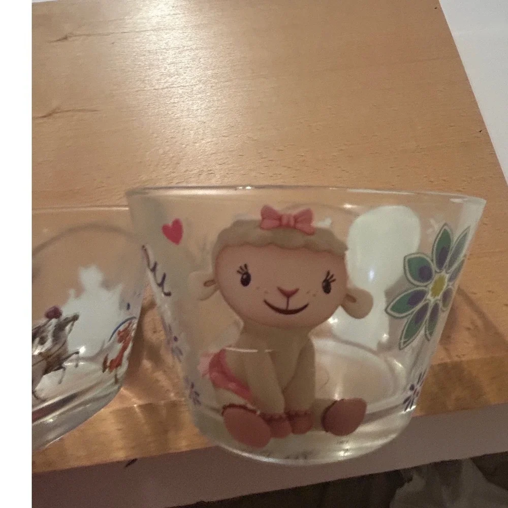 Disney Cinderella and Doc McStuffins Glass Bowls Set of 2 Clear Multicolor
